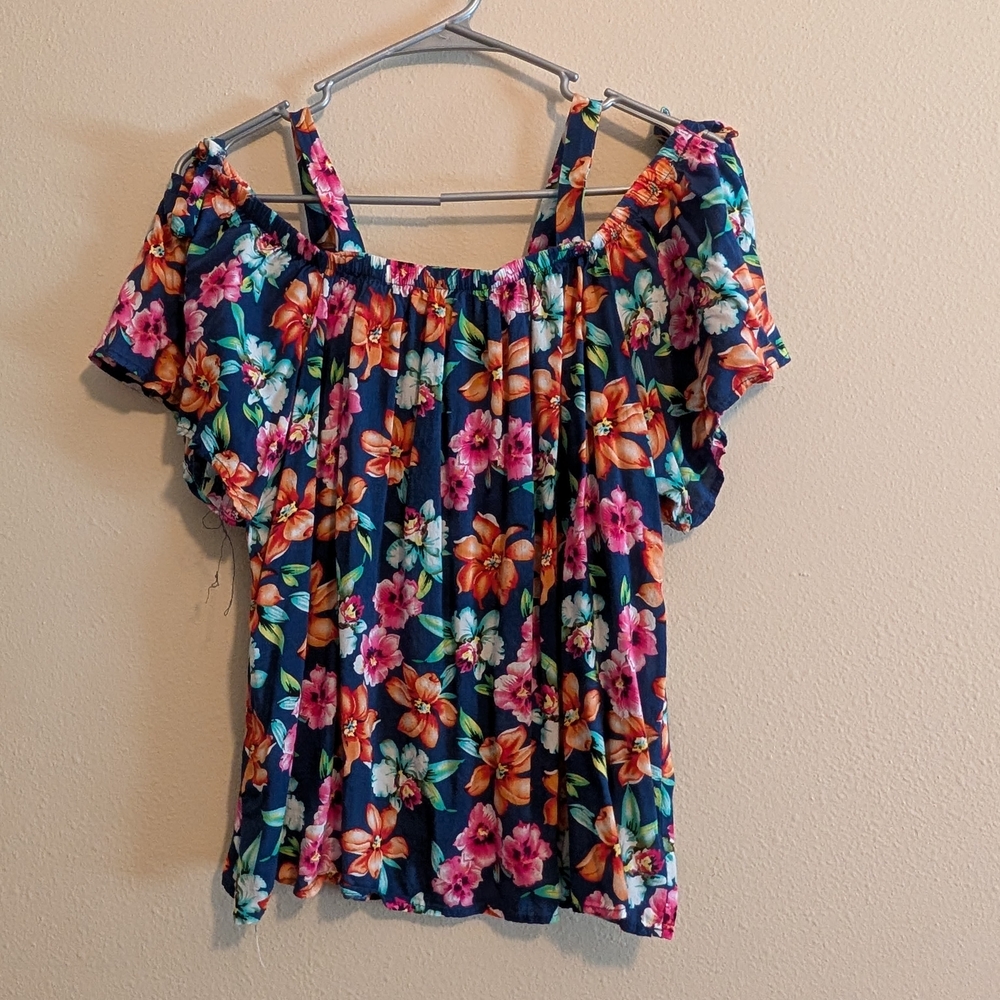 Vibrant Floral Off-Shoulder Blouse